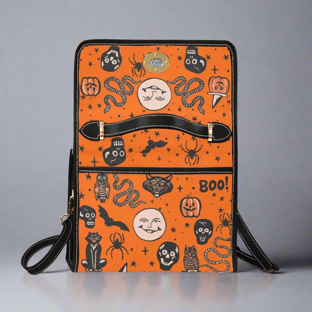 Vintage Halloween Satchel Bag with Black Trim