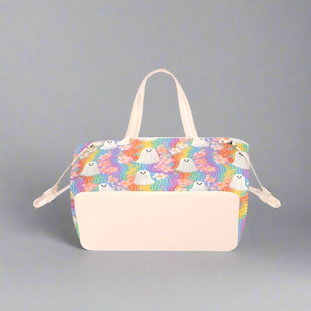 Faux Embroidery Pastel Ghost Canvas Tote Bag