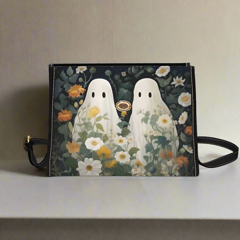 Floral Ghost Canvas Bag with Black Trim