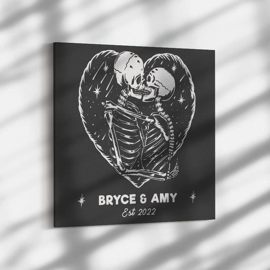 Skeleton Lovers Personalized Canvas Art