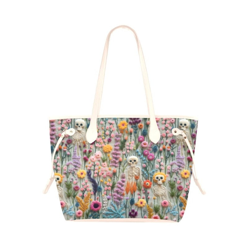 Faux Embroidey Skeleton Canvas Tote Bag