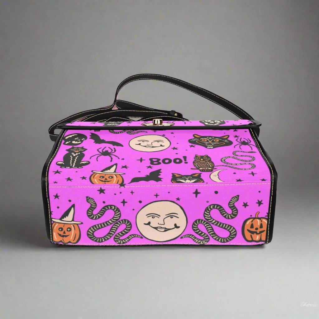 Vintage Halloween Satchel Bag with Black Trim