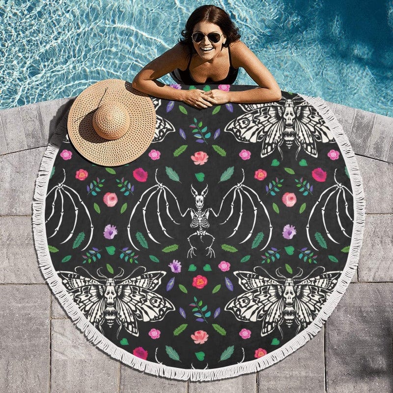Nocturnal Botanical Round Shawl Towel