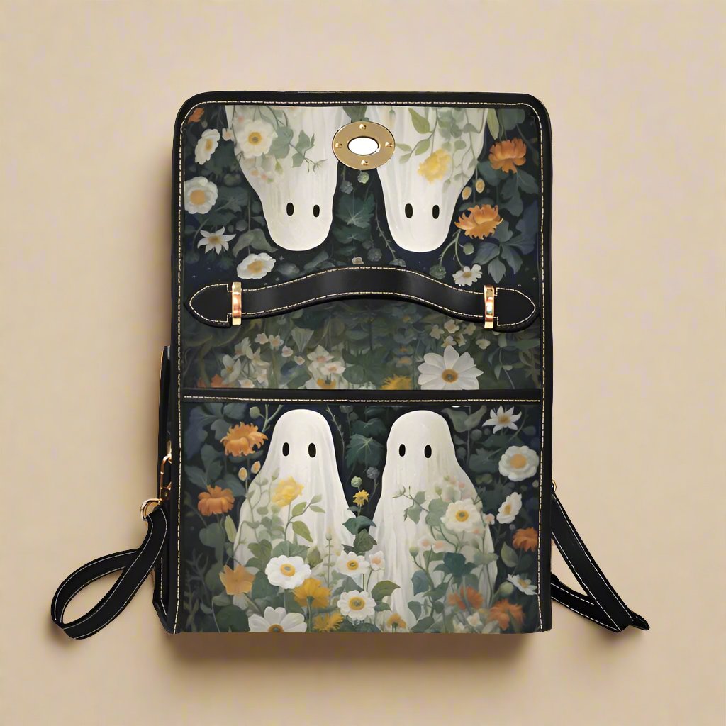 Floral Ghost Canvas Bag with Black Trim