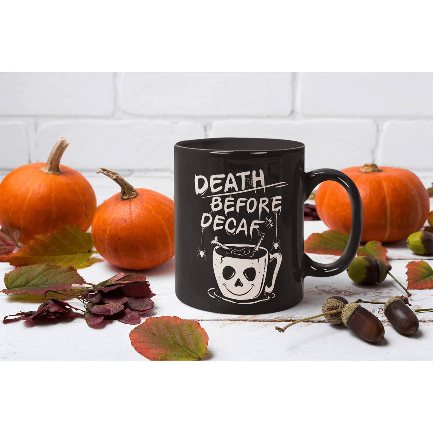 Death Before Decaf Black Ceramic Mug