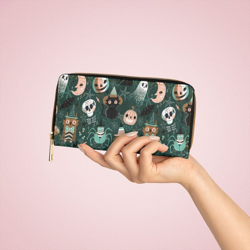 Green Spoopy Zippered Wallet