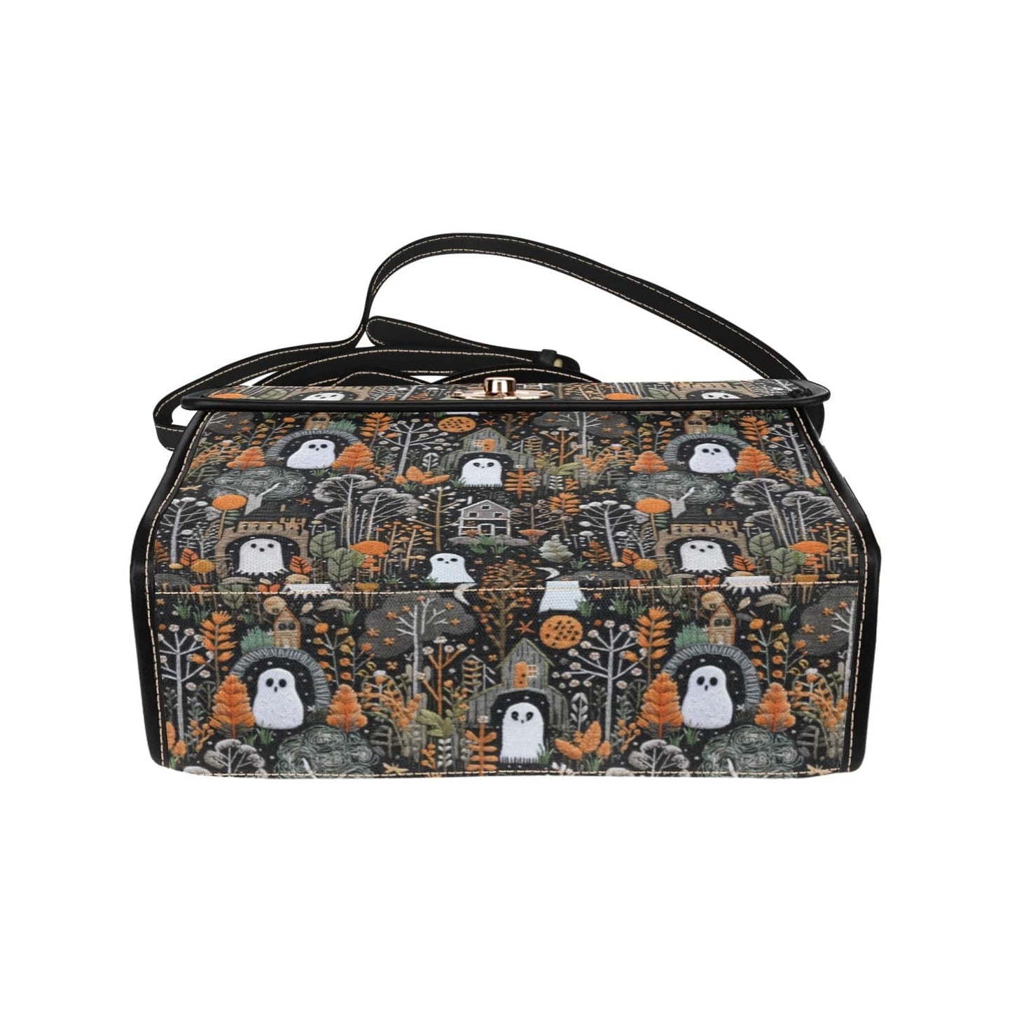 Ghostly House Satchel Bag with Black Trim