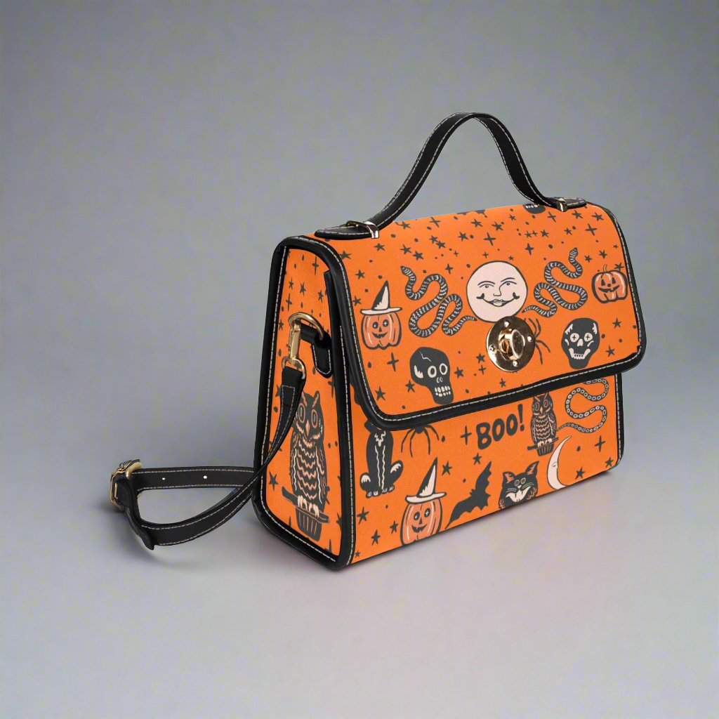 Halloween Satchel Bag with Black Trim