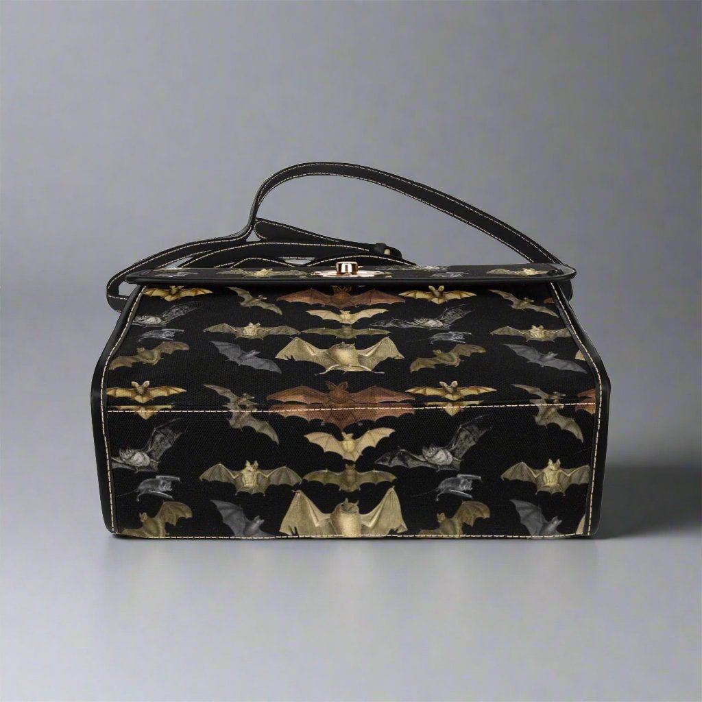 Bat Print Canvas Bag with Black Trim