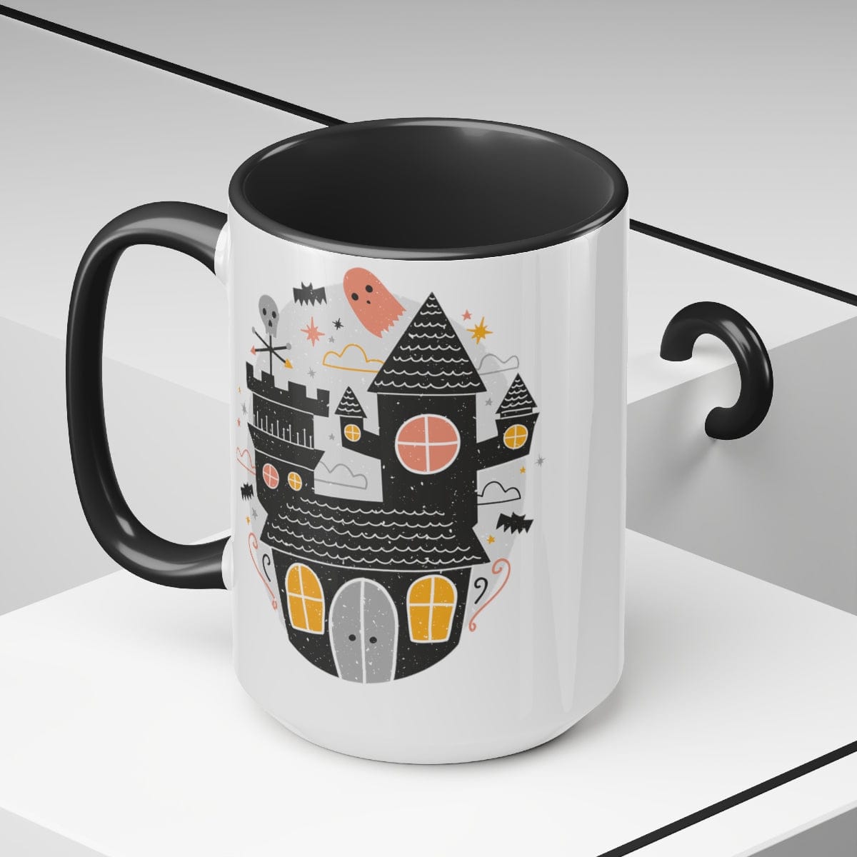 Spoopy Castle Two-Tone Coffee Mug, 15oz