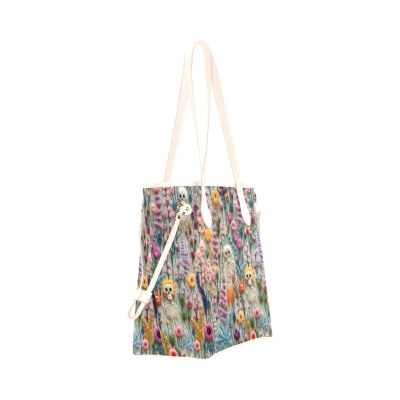 Faux Embroidey Skeleton Canvas Tote Bag