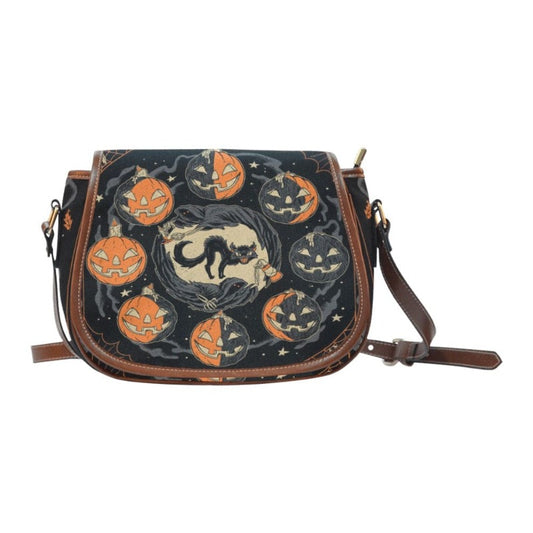 Pumpkin moon phase Saddle Bag