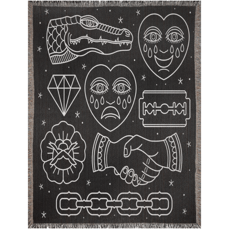 Tattoo Flash Woven Blanket