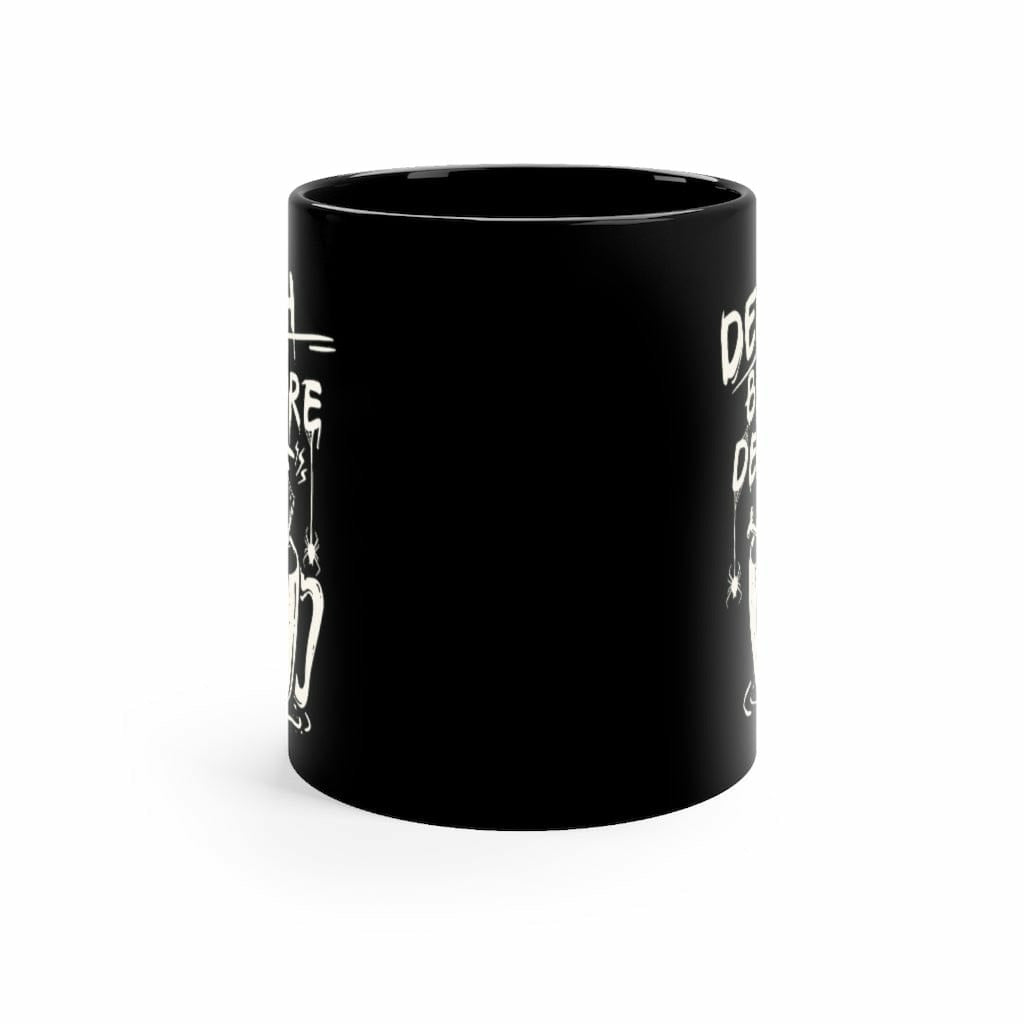 Death Before Decaf Black Ceramic Mug
