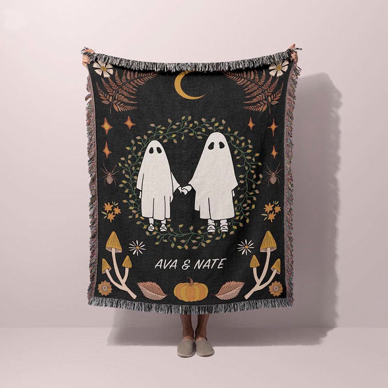 Ghost Couple Personalized Woven Blanket