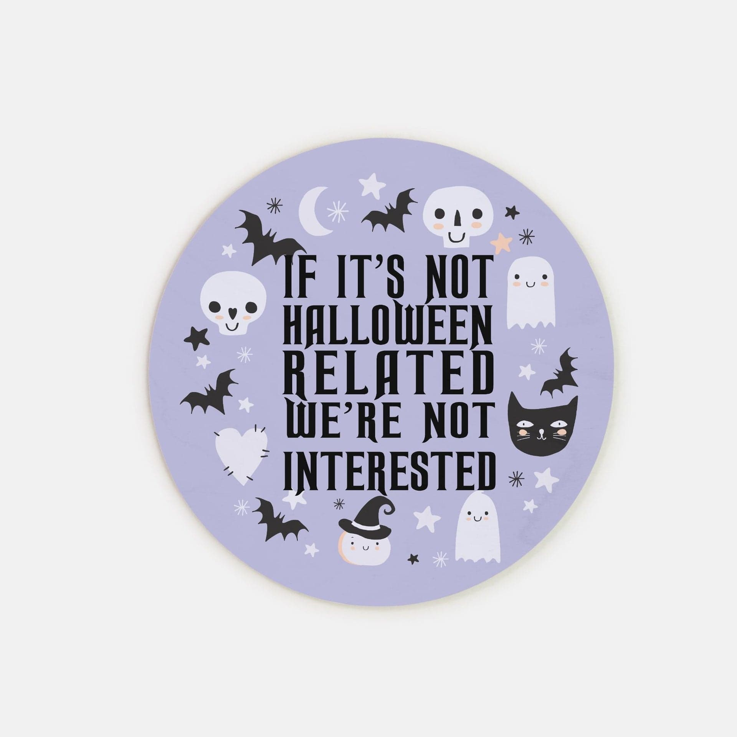 Pastel Goth Halloween Wooden Door Sign 8" (Round)