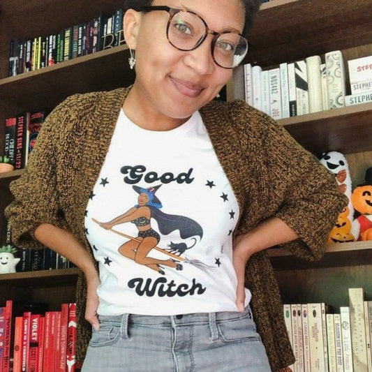 Melanated Good Witch Halloween Pin Up Tee
