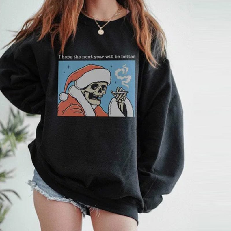 Optimistic Skeleton Santa Sweatshirt