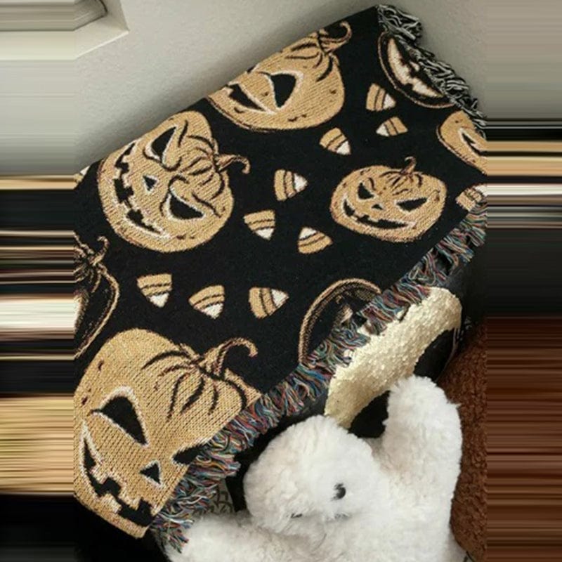 Pumpkin & Candy Corn Woven Blanket