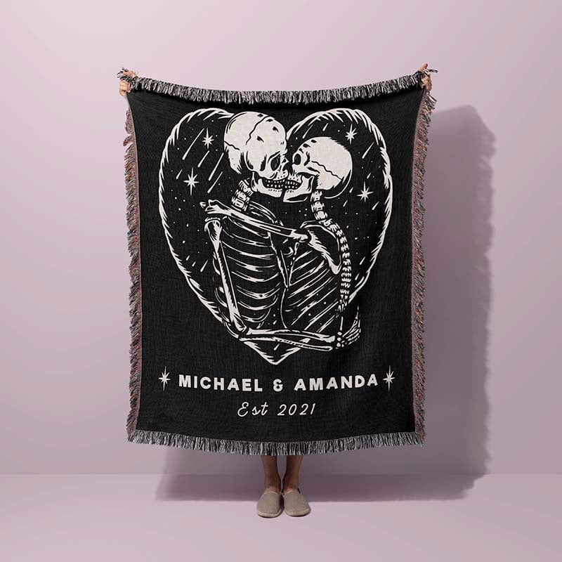 Skeleton Lovers Woven Blanket