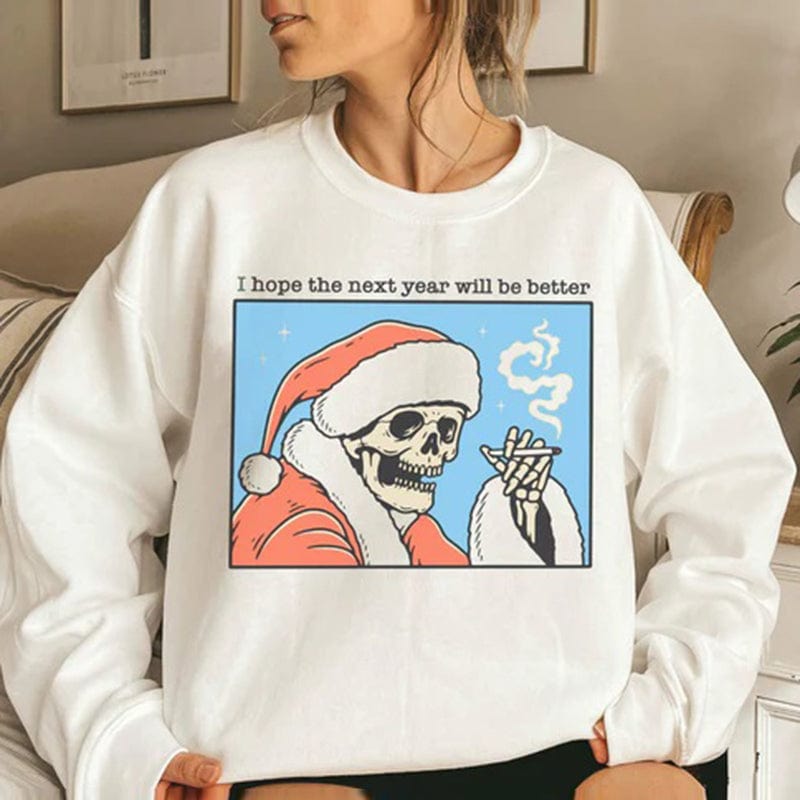 Optimistic Skeleton Santa Sweatshirt