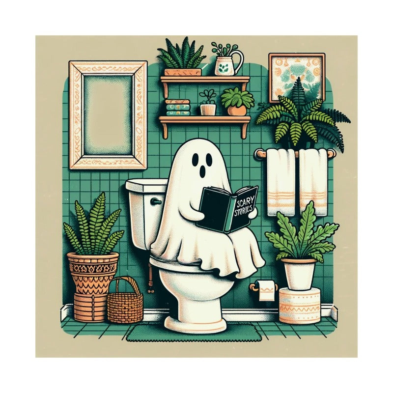 Boho Bathroom Ghost Poster Print