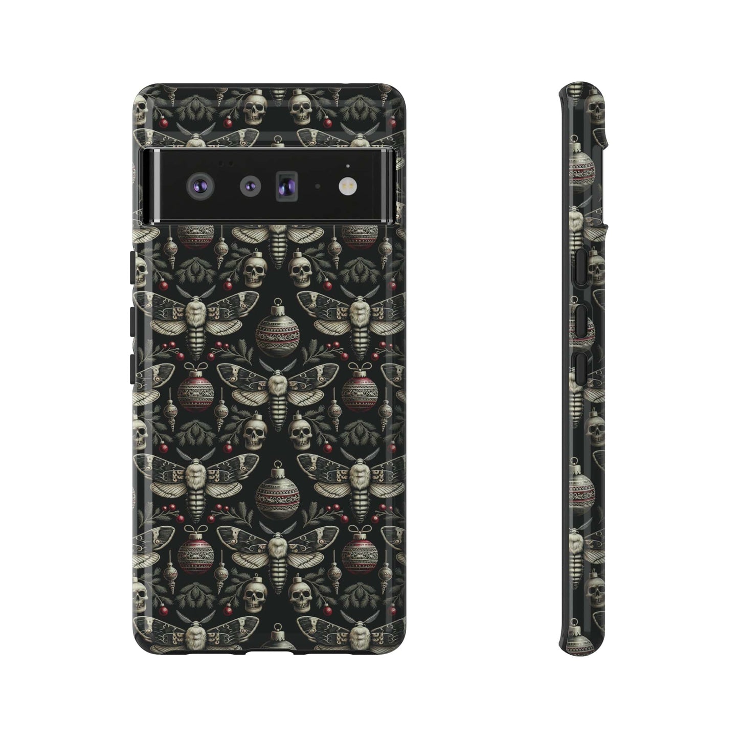 Dark Moth and Skull Holiday Phone Case