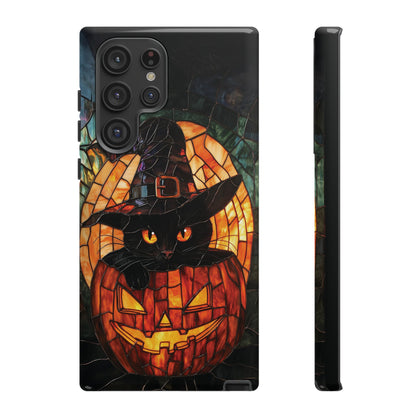 Witch's Cat Stained Glass Effect Phone Case