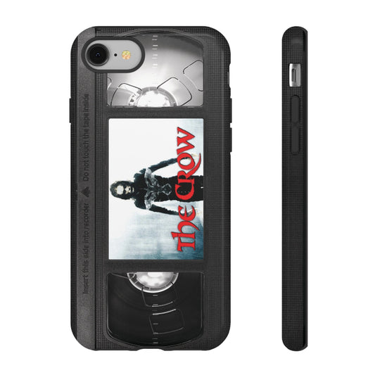 Phone case with 'The Crow' VHS design on a white background