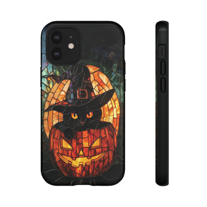 Witch's Cat Stained Glass Effect Phone Case