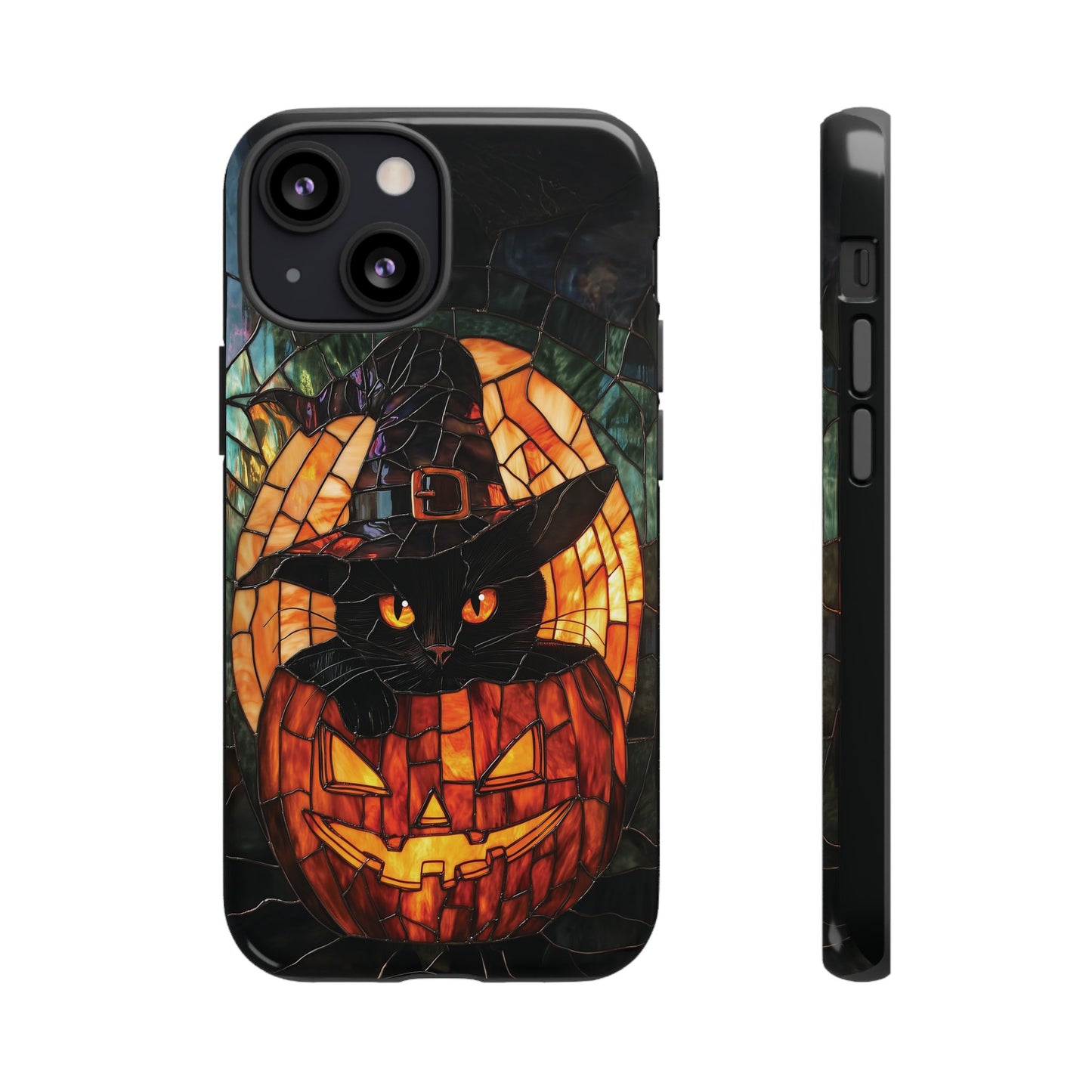 Witch's Cat Stained Glass Effect Phone Case