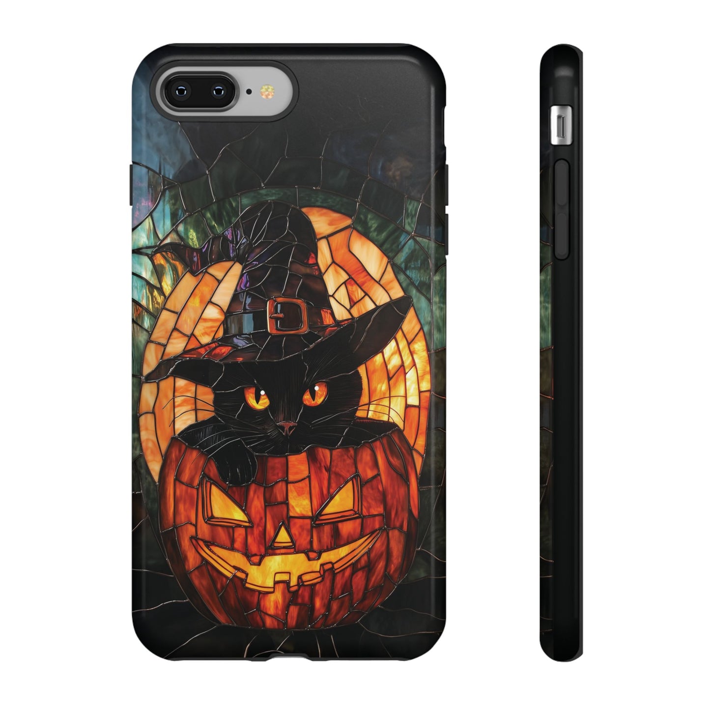 Witch's Cat Stained Glass Effect Phone Case