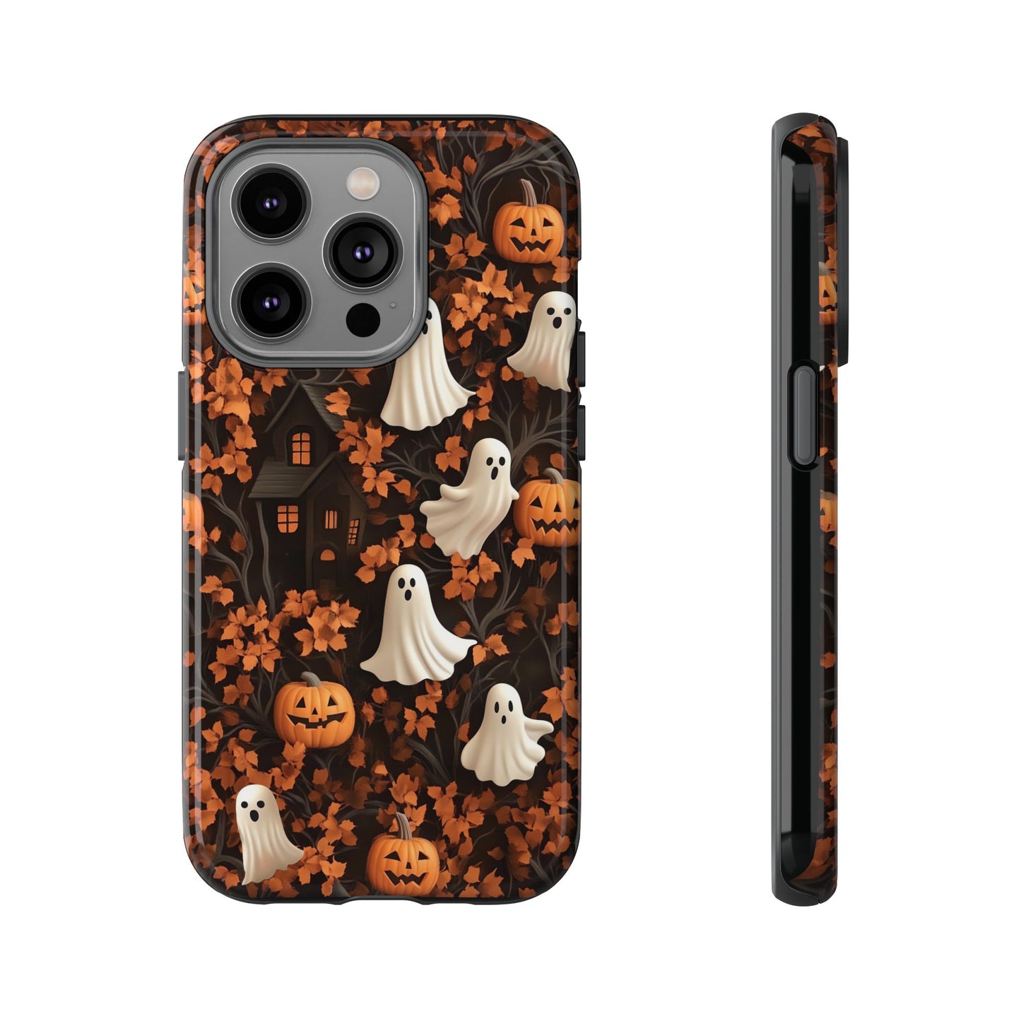 Halloween Ghosts & Autumn Leaves 3D Effect Phone Case