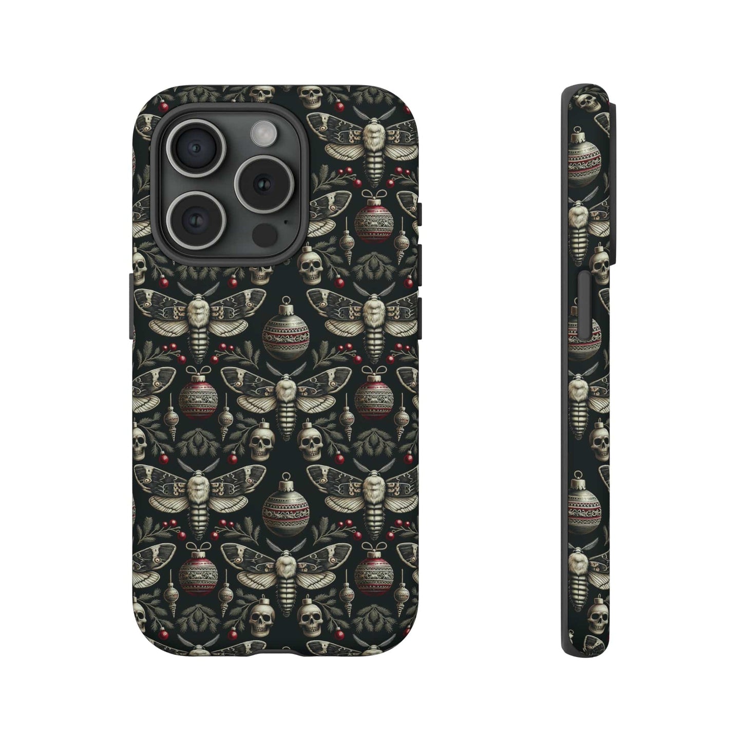 Dark Moth and Skull Holiday Phone Case