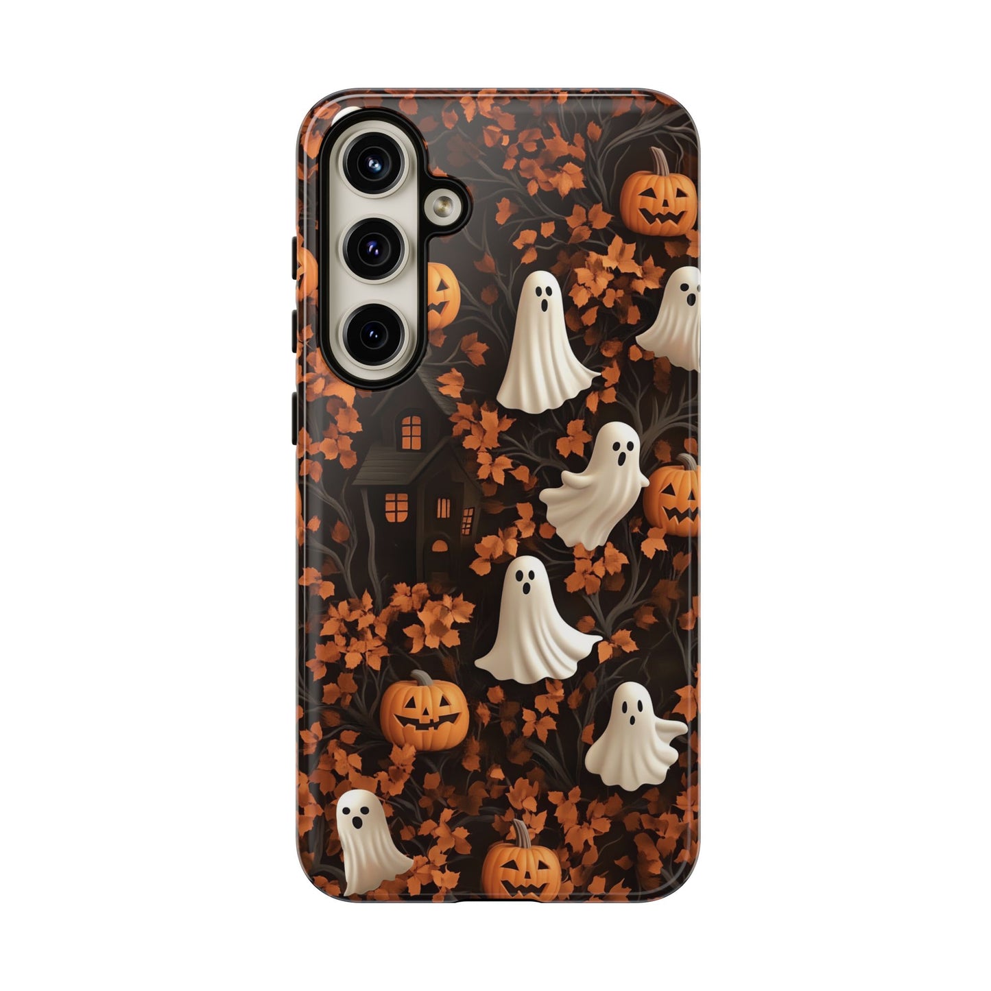 Halloween Ghosts & Autumn Leaves 3D Effect Phone Case