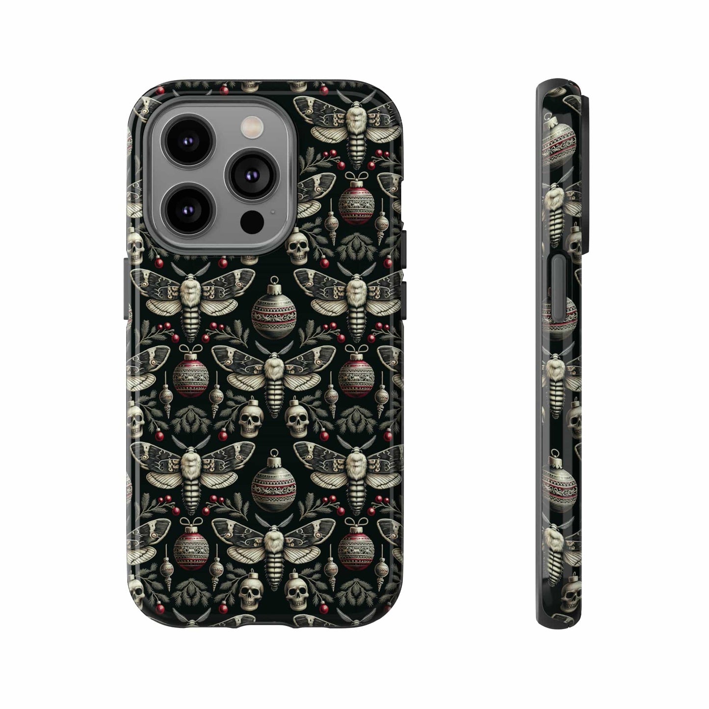 Dark Moth and Skull Holiday Phone Case