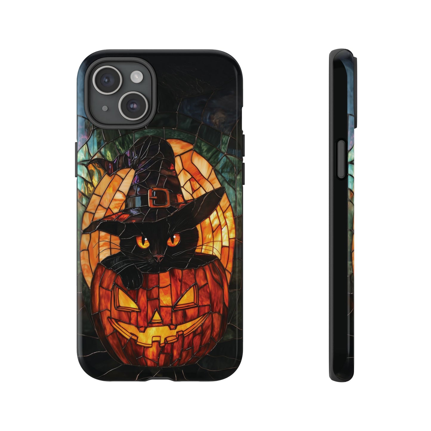 Witch's Cat Stained Glass Effect Phone Case