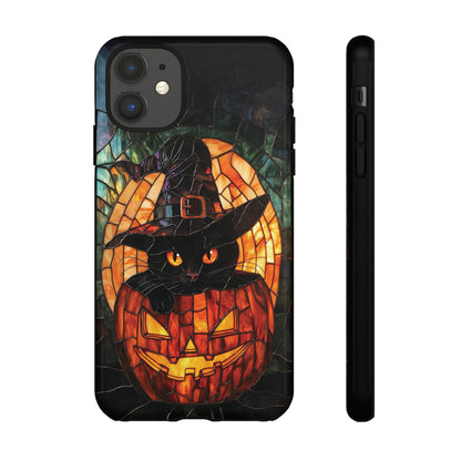 Witch's Cat Stained Glass Effect Phone Case