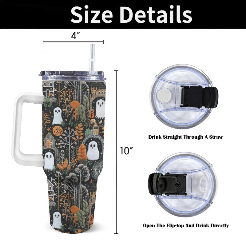 Spooky Ghost House 40oz Tumbler with Handle