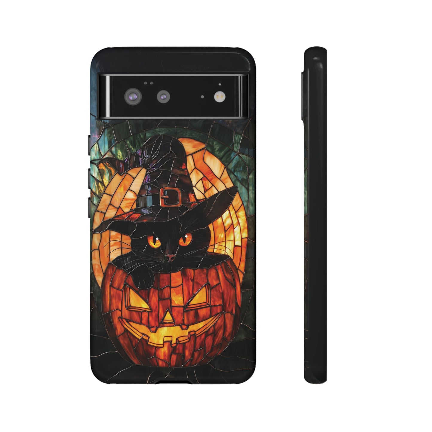 Witch's Cat Stained Glass Effect Phone Case