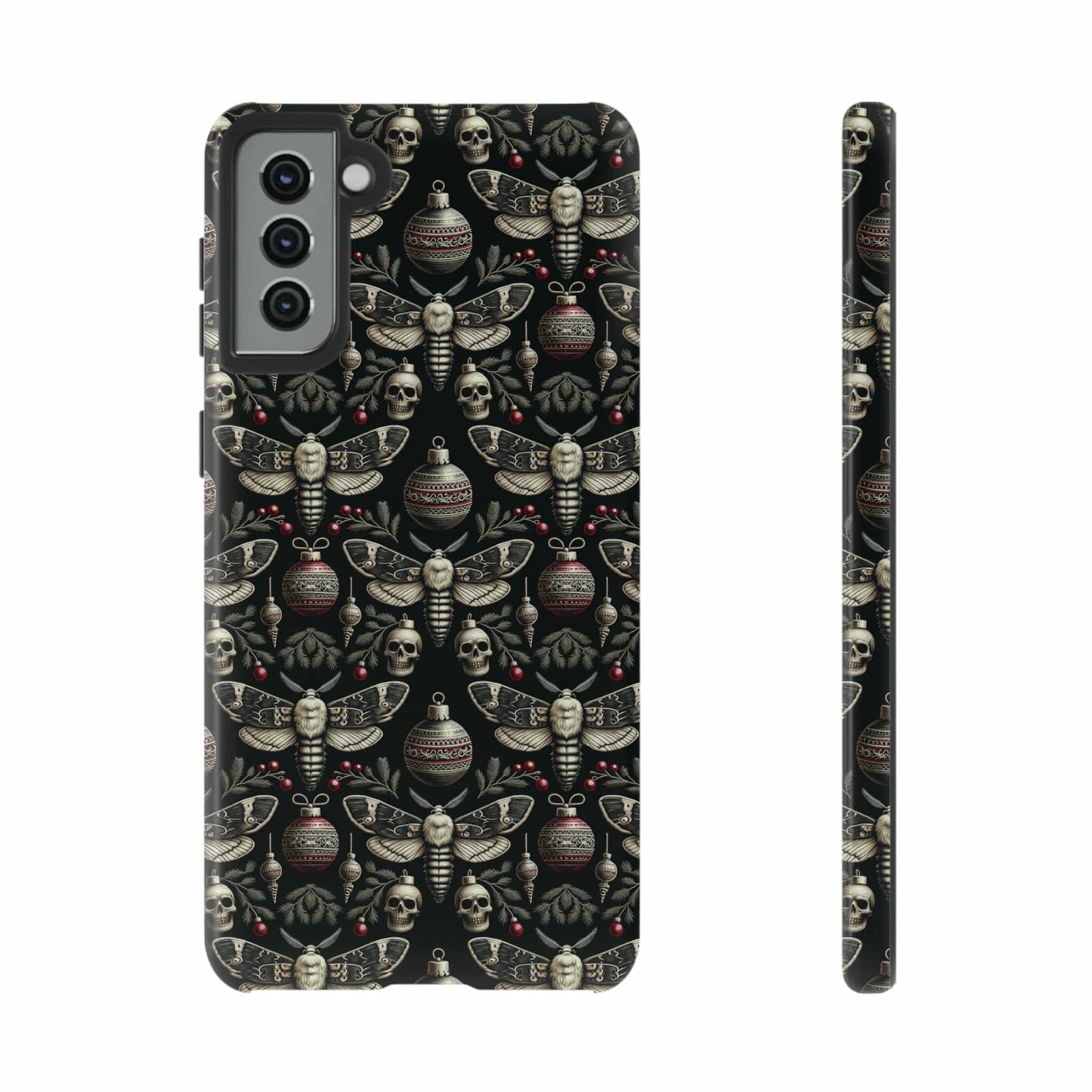 Dark Moth and Skull Holiday Phone Case