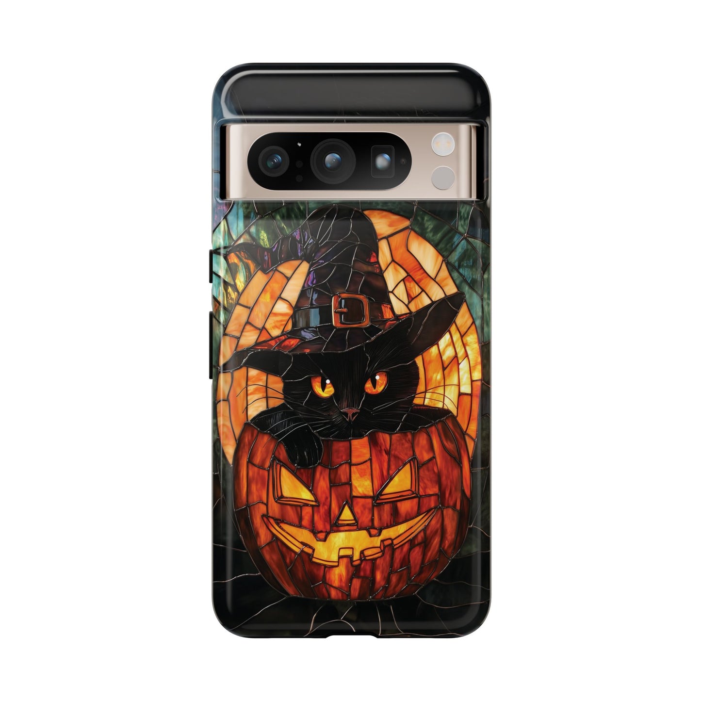 Witch's Cat Stained Glass Effect Phone Case