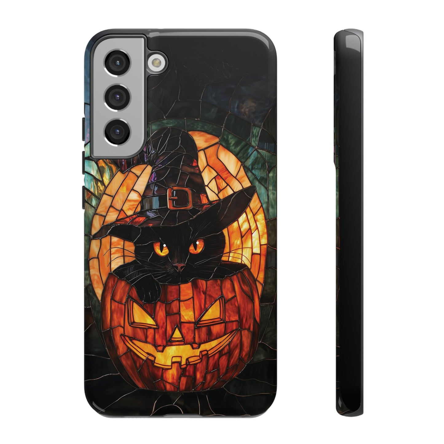 Witch's Cat Stained Glass Effect Phone Case