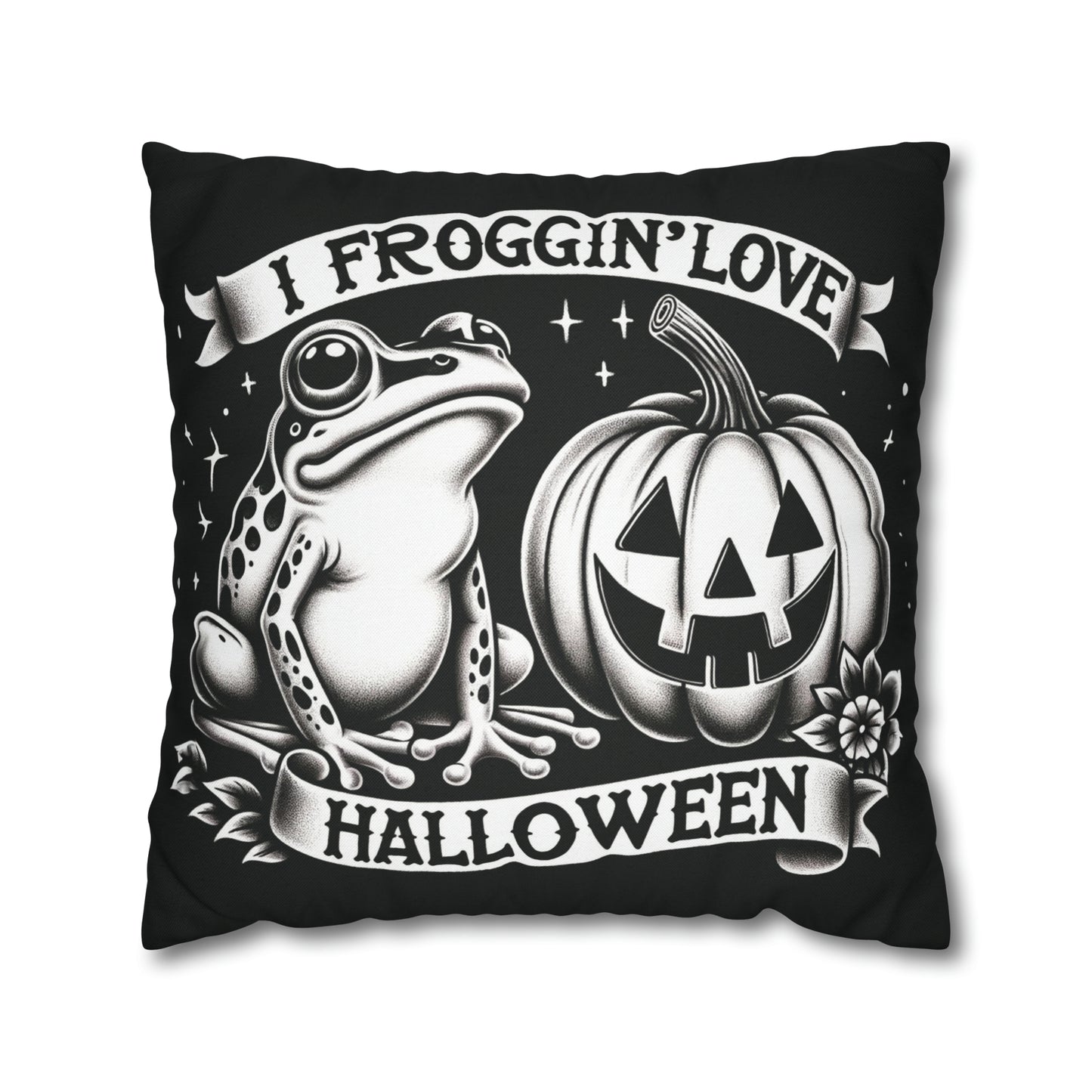 I Froggin' Love Halloween Spun Polyester  Pillow Case