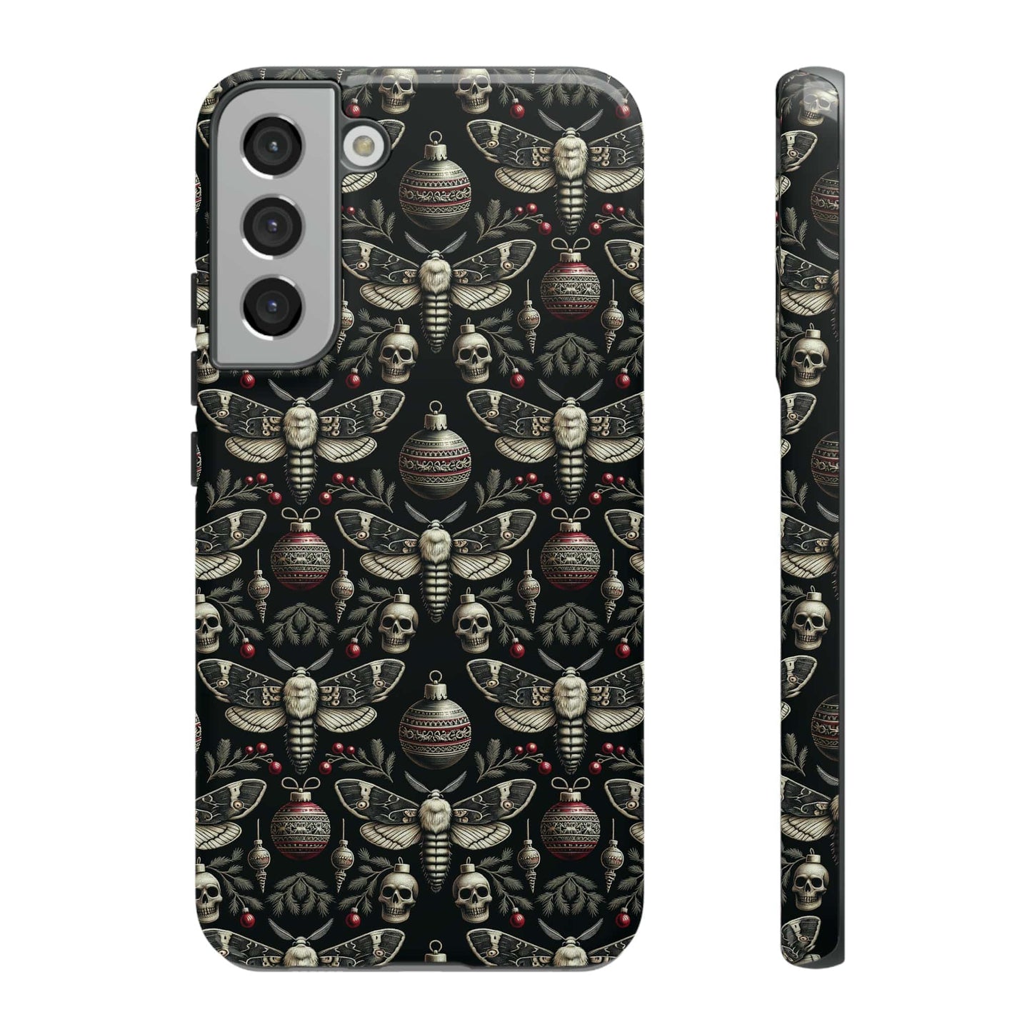 Dark Moth and Skull Holiday Phone Case