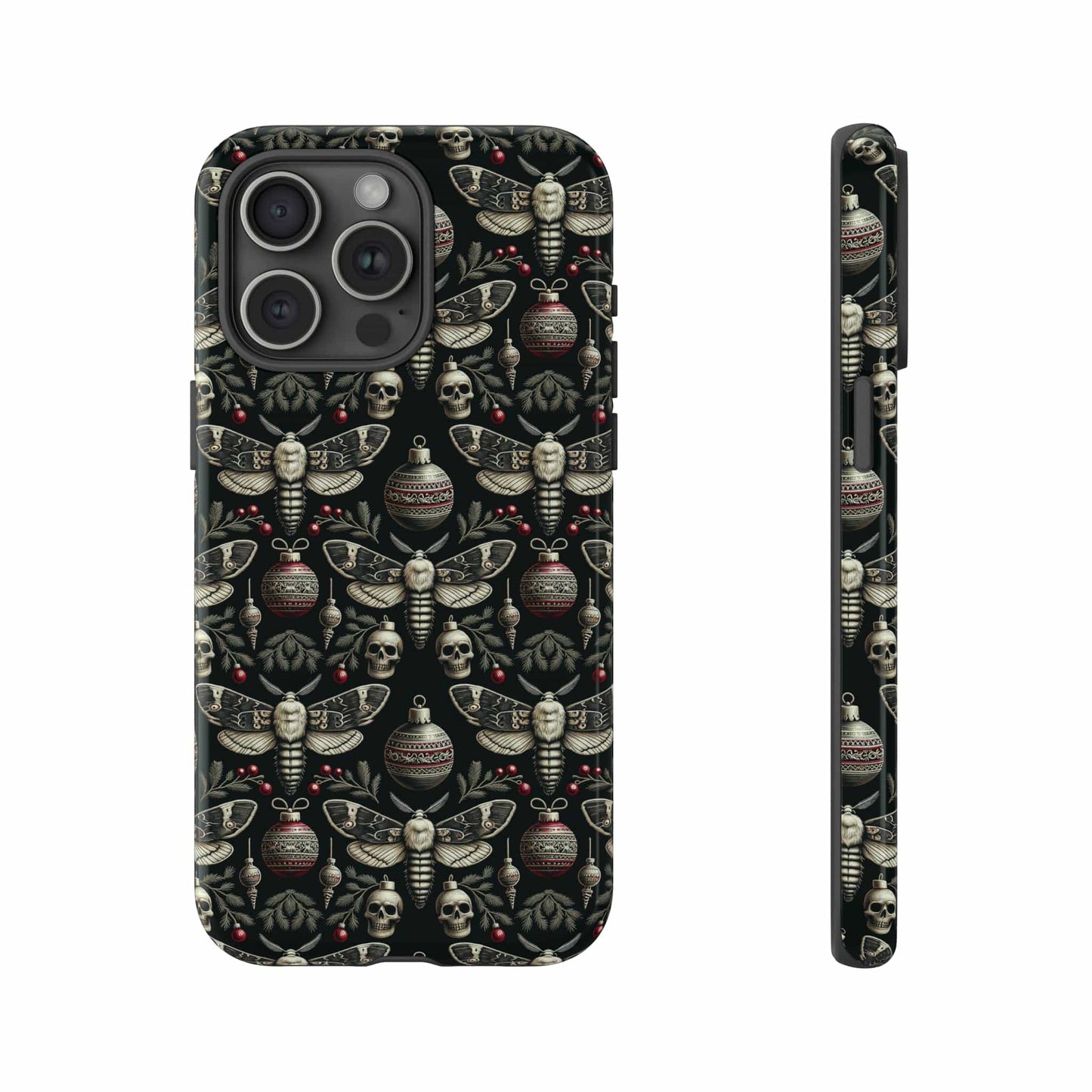 Dark Moth and Skull Holiday Phone Case