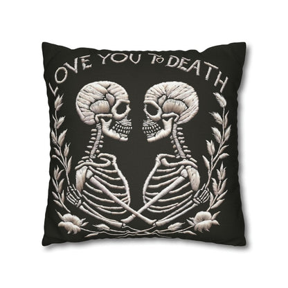 Love You To Death Faux Embroidery Pillow Case