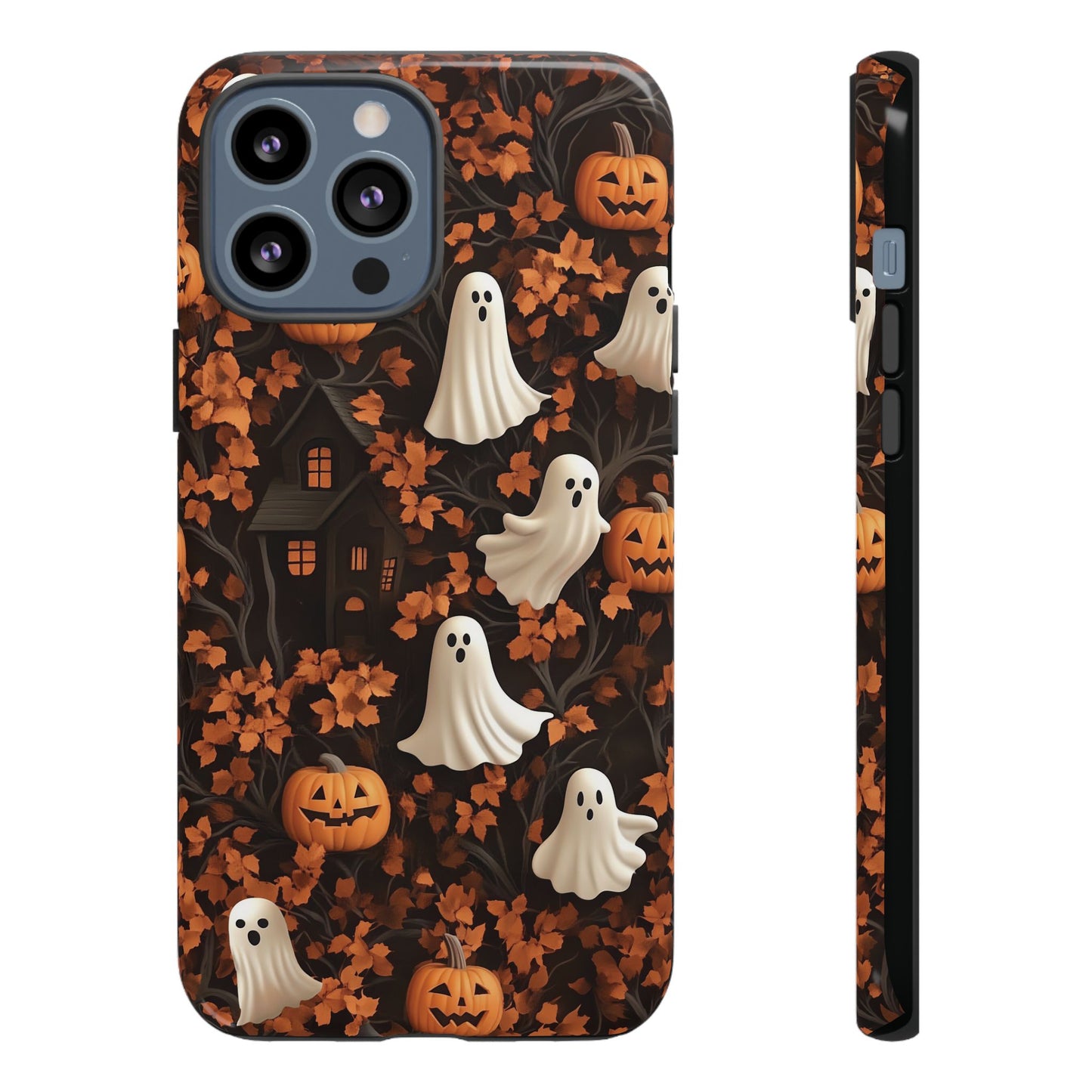 Halloween Ghosts & Autumn Leaves 3D Effect Phone Case