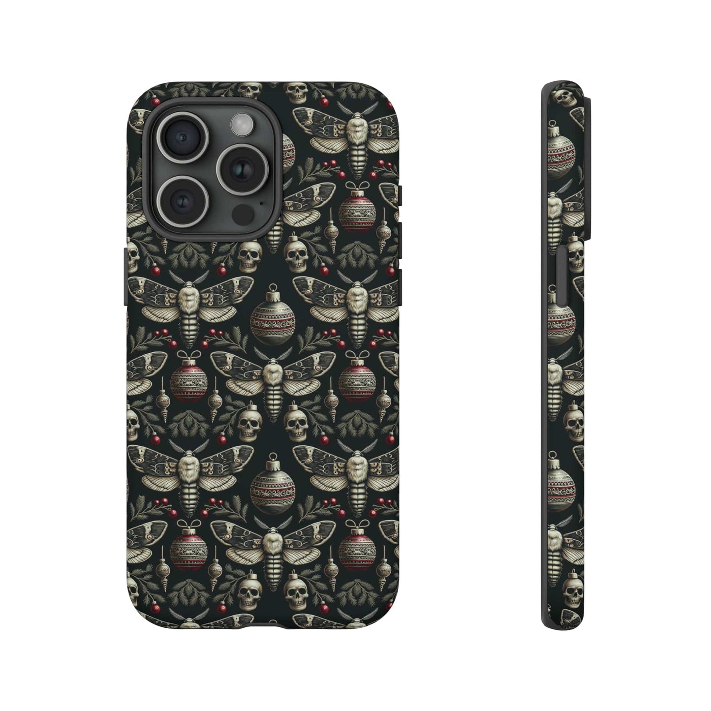 Dark Moth and Skull Holiday Phone Case