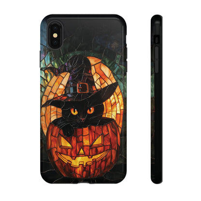 Witch's Cat Stained Glass Effect Phone Case